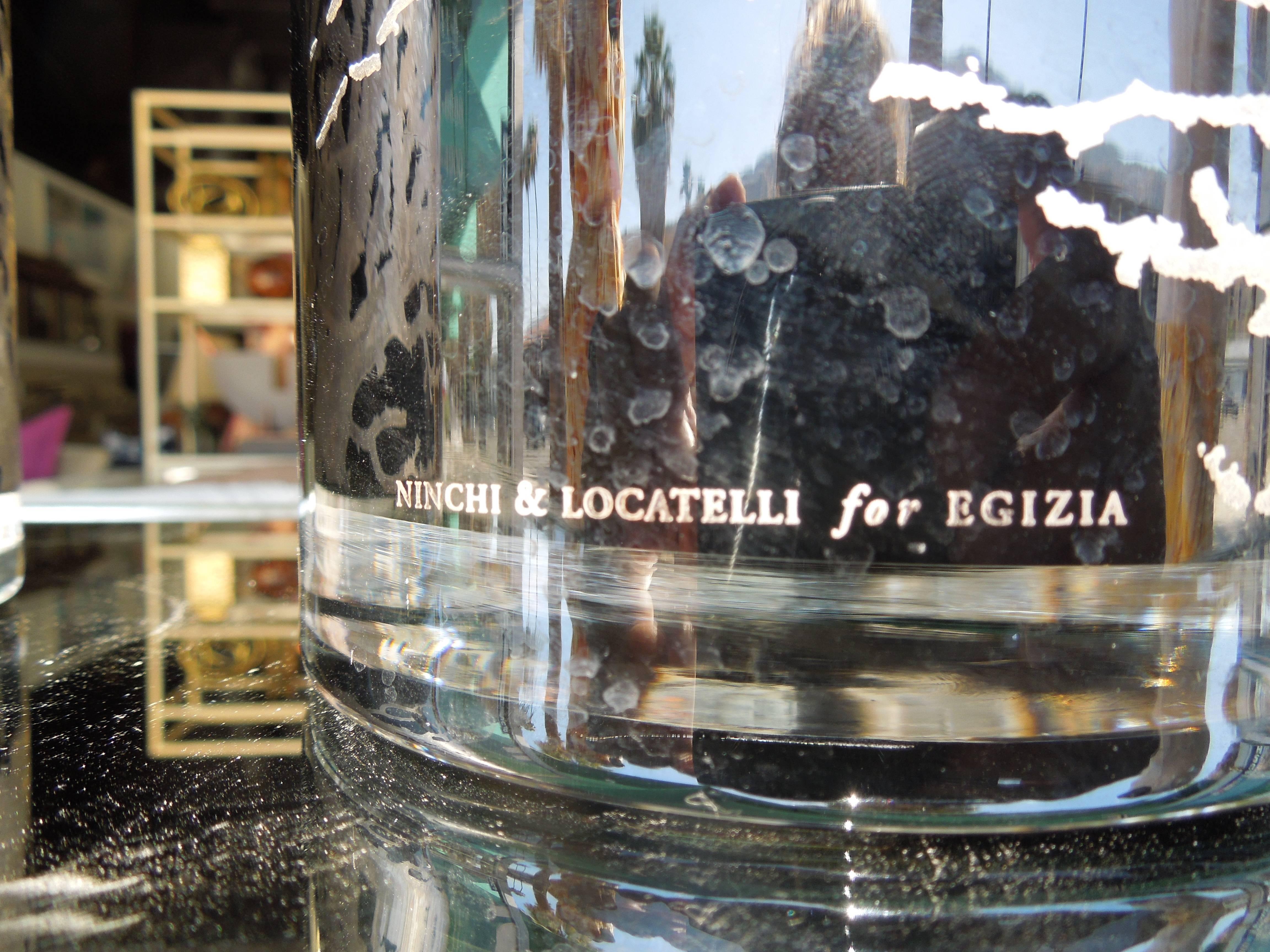 Hand-Crafted Pair of Italian Black Glass/Silver Metallic Egizia Vases by Ninchi & Locatteli