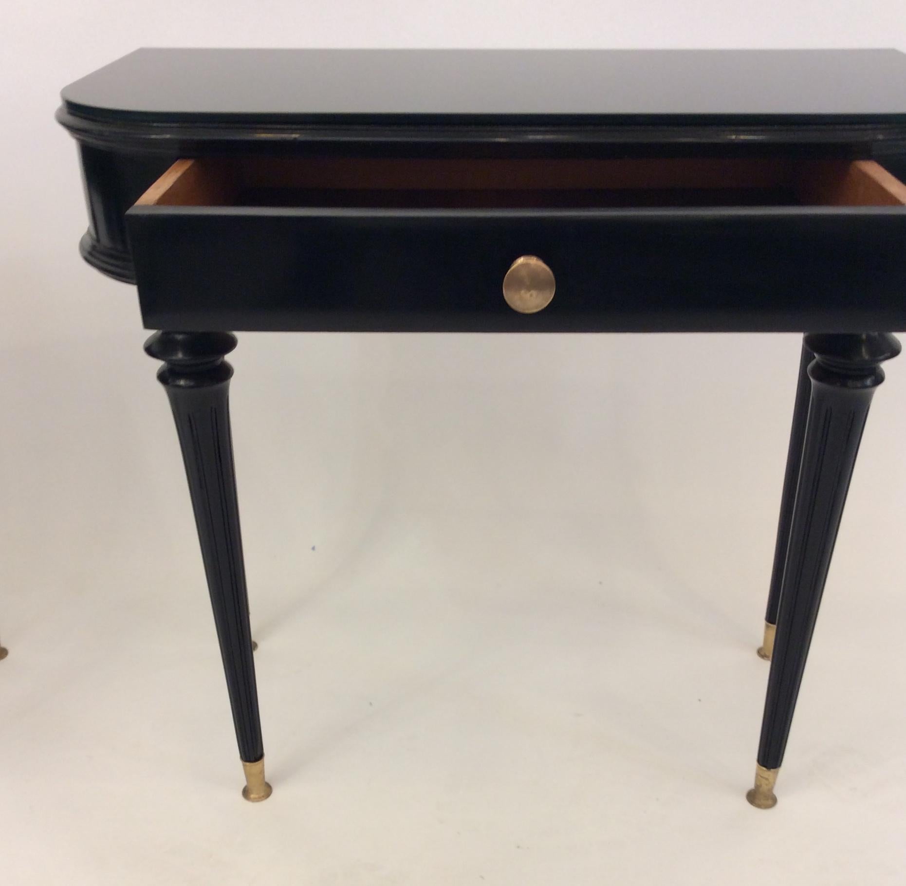 Pair of Italian Black Lacquered Side Tables Attributed to Paolo Buffa circa 1940 4