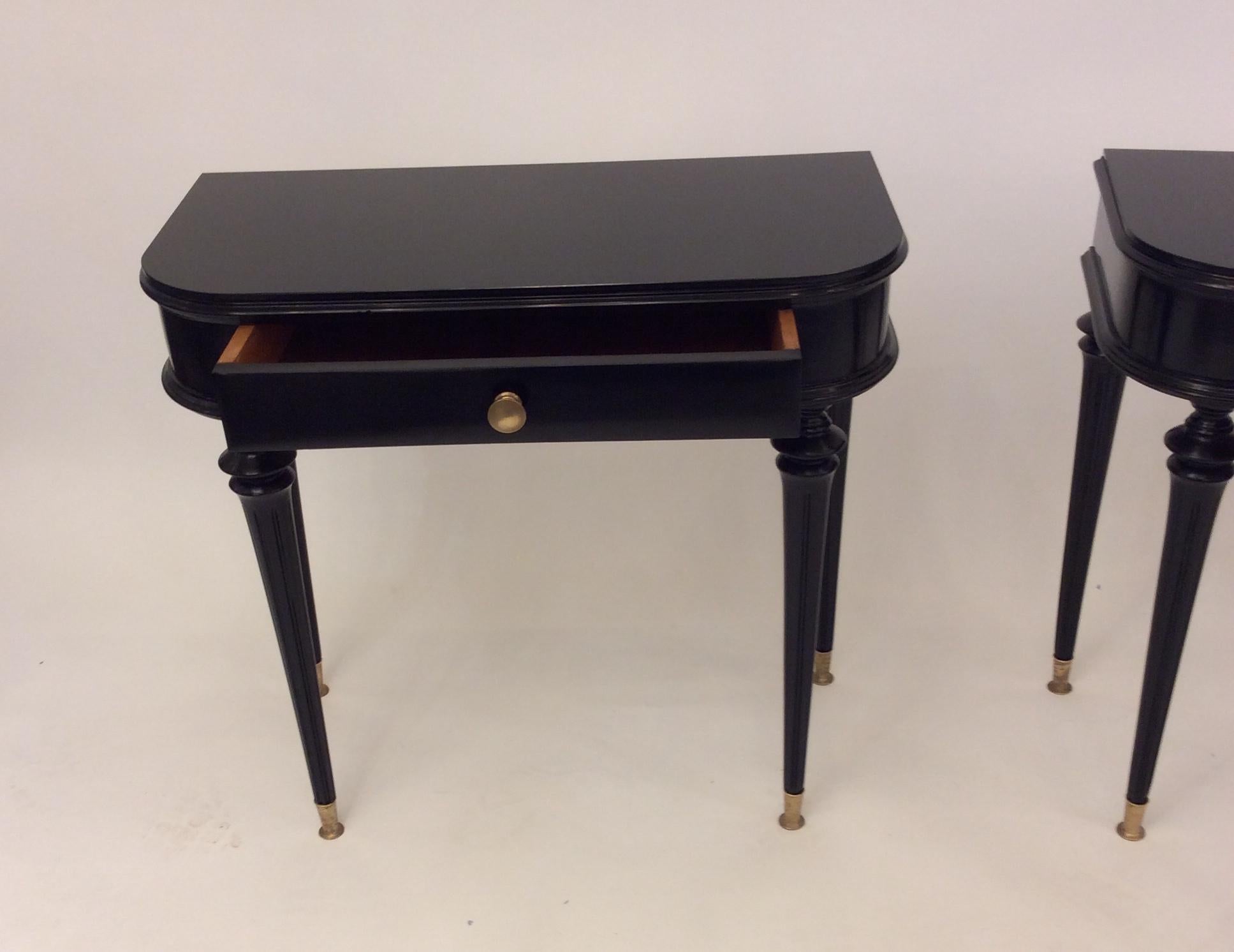 Pair of Italian Black Lacquered Side Tables Attributed to Paolo Buffa circa 1940 5