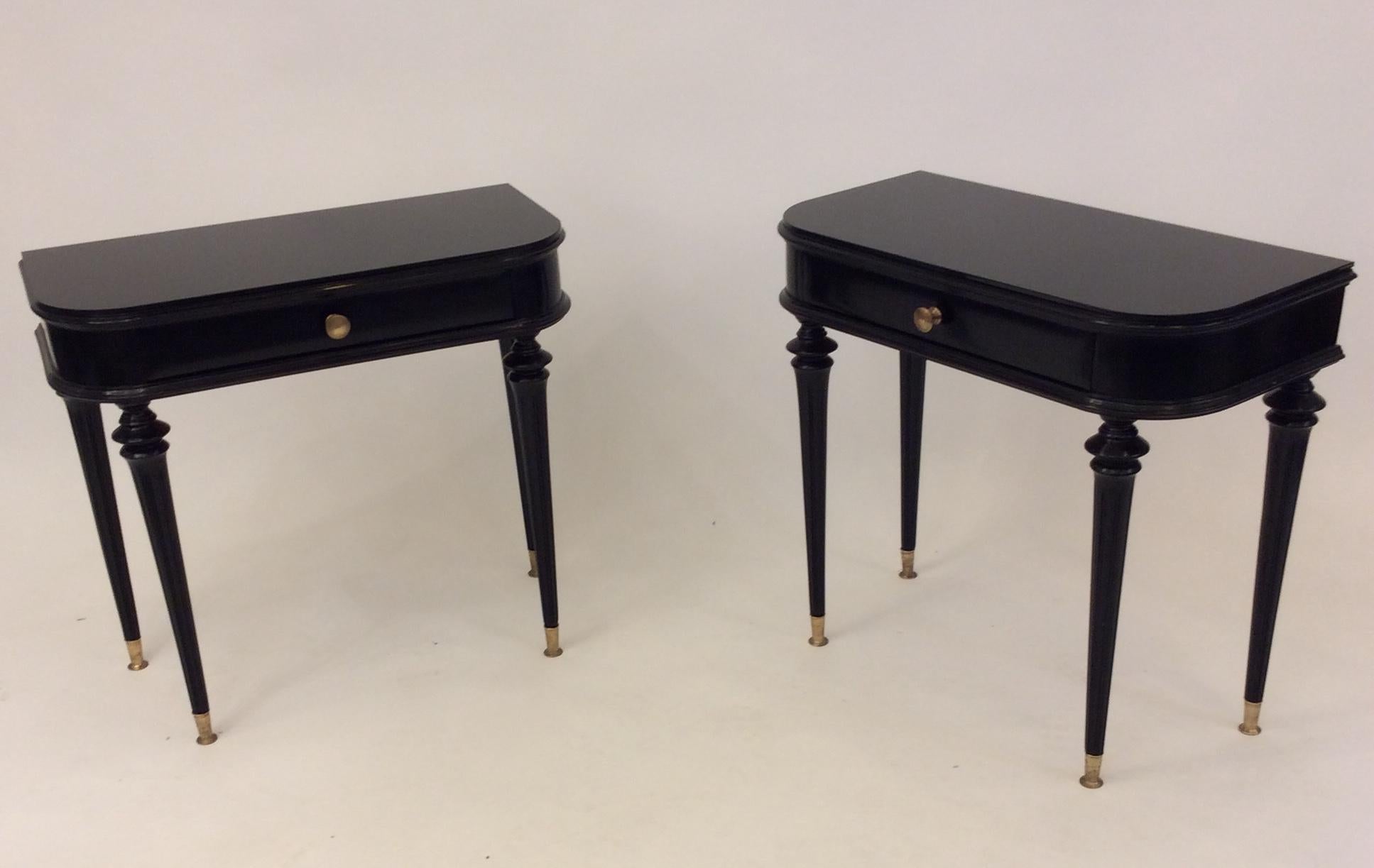 Pair of Italian Black Lacquered Side Tables Attributed to Paolo Buffa circa 1940 6
