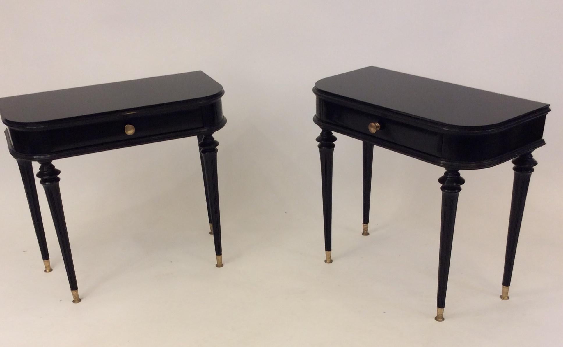 Pair of Italian Black Lacquered Side Tables Attributed to Paolo Buffa circa 1940 7