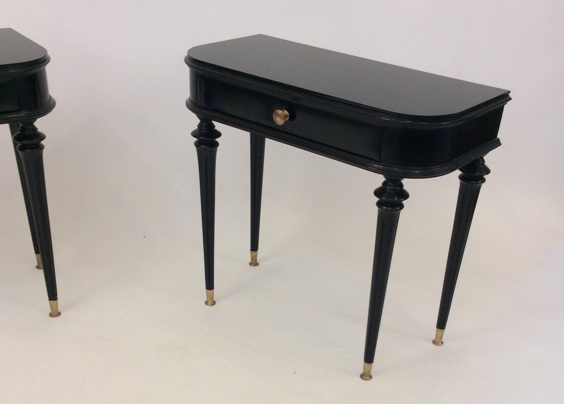 Pair of Italian Black Lacquered Side Tables Attributed to Paolo Buffa circa 1940 8