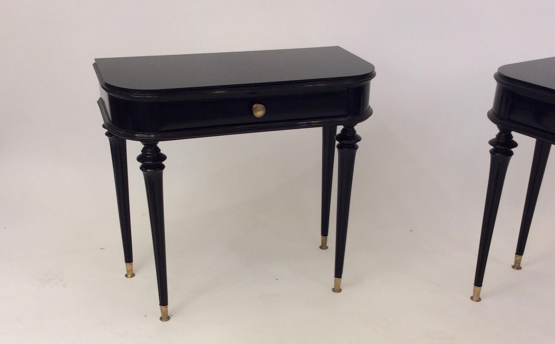 Pair of Italian Black Lacquered Side Tables Attributed to Paolo Buffa circa 1940 9