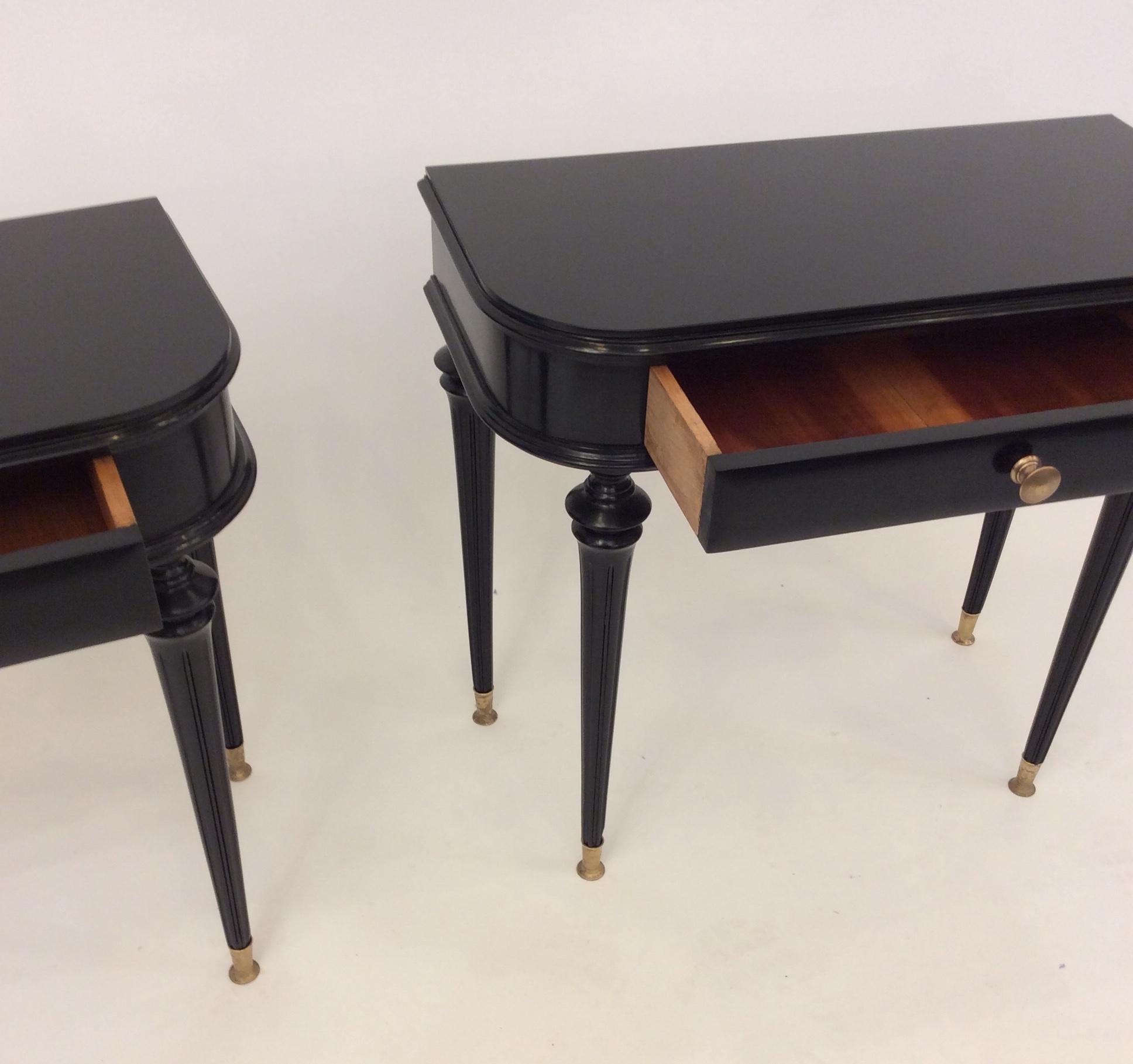 Pair of Italian Black Lacquered Side Tables Attributed to Paolo Buffa circa 1940 1