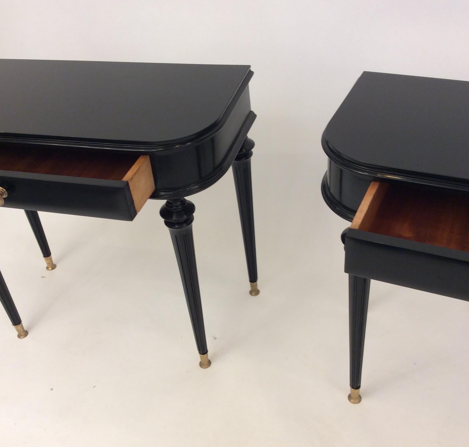 Pair of Italian Black Lacquered Side Tables Attributed to Paolo Buffa circa 1940 2