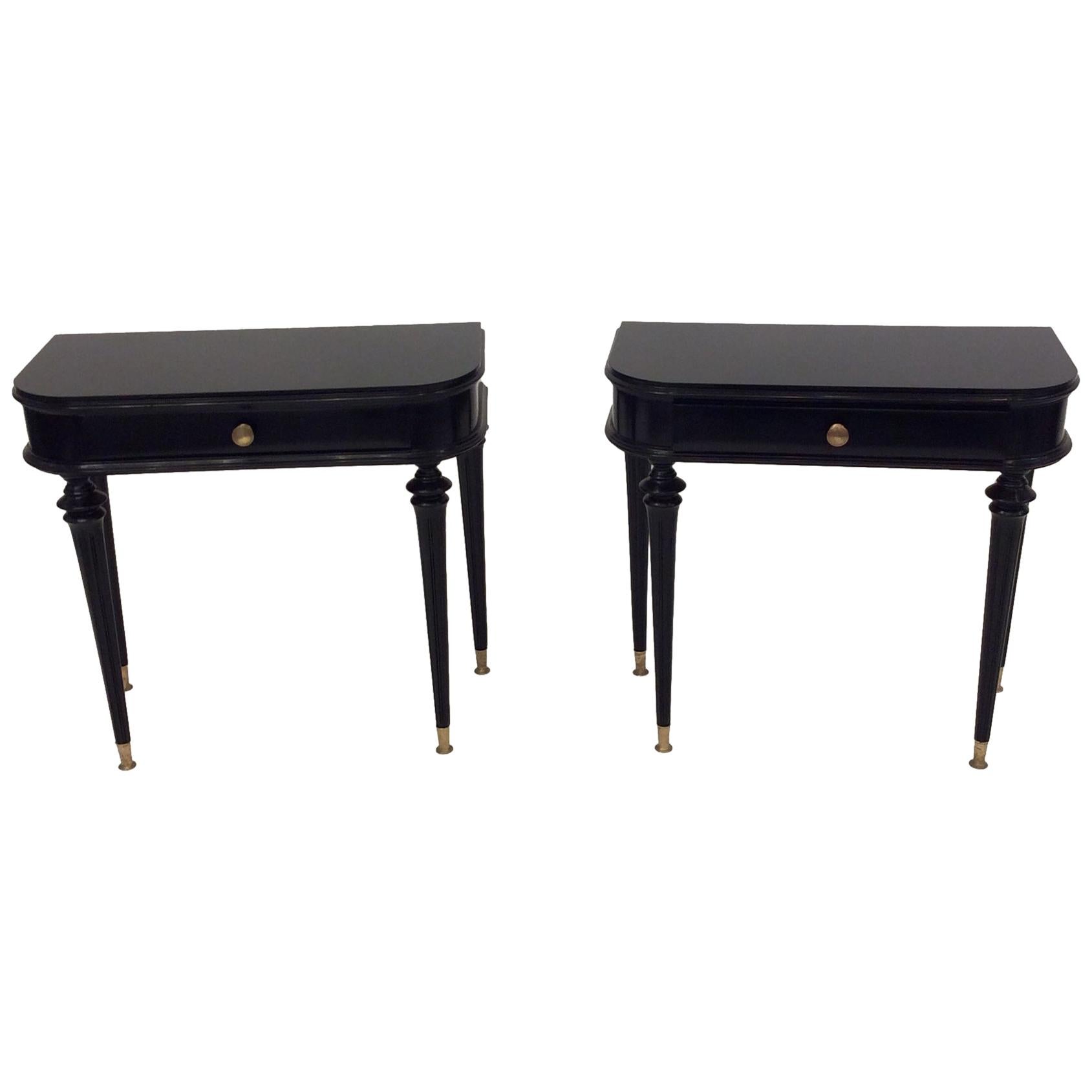 Pair of Italian Black Lacquered Side Tables Attributed to Paolo Buffa circa 1940