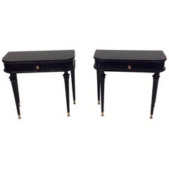 Pair of Italian Black Lacquered Side Tables Attributed to Paolo Buffa circa 1940