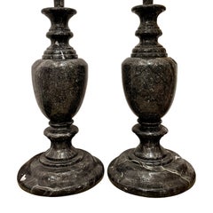 Pair of Italian Black Marble Lamps