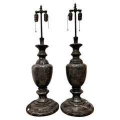 Vintage Pair of Italian Black Marble Lamps