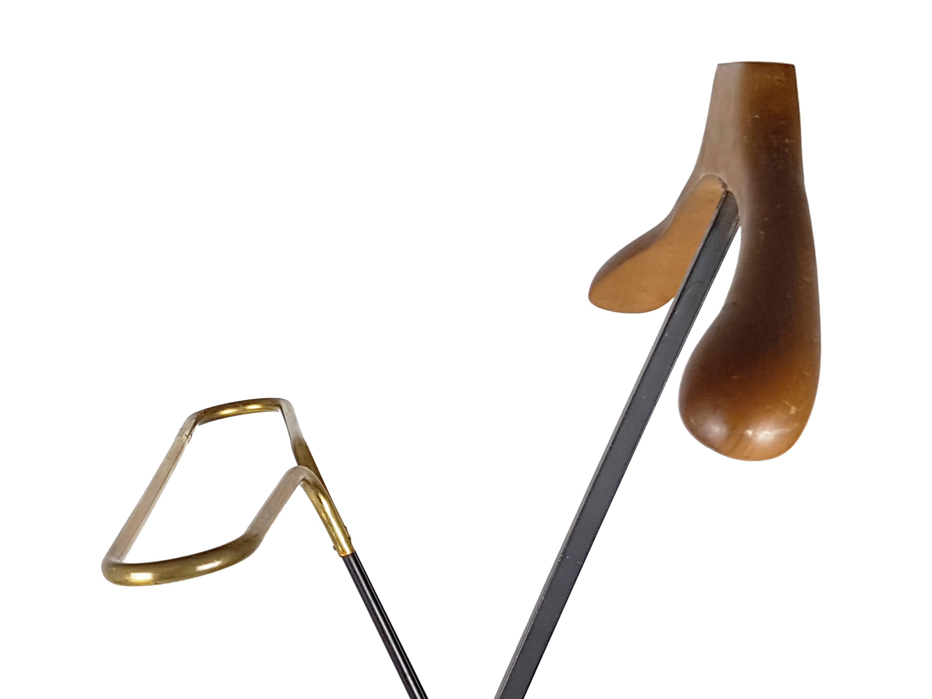 Pair of Italian Black Metal, Wood and Brass Folding Valet Stand, 1950s In Good Condition In Varese, Lombardia