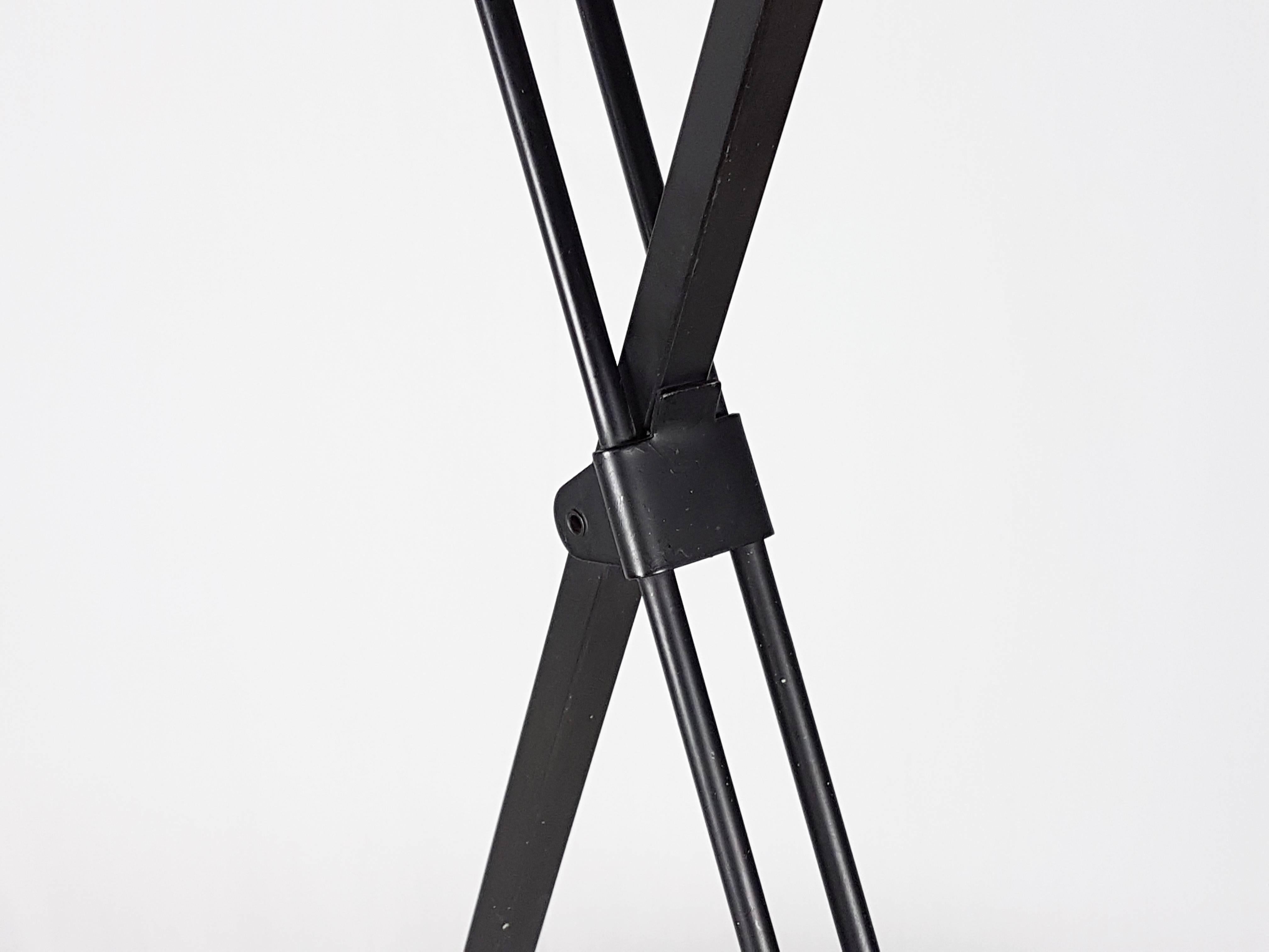Pair of Italian Black Metal, Wood and Brass Folding Valet Stand, 1950s 2