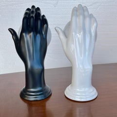 Pair of Italian Black & White Ceramic Hand Sconces