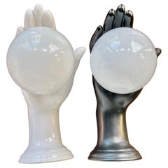 Pair of Italian Black & White Ceramic Hand Sconces