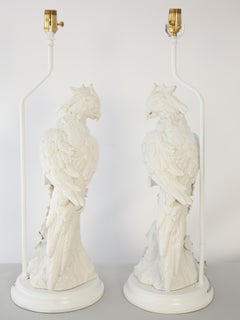 Pair of Italian Blanc de Chine Cockatiel Lamps