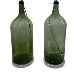 Pair of Italian Blown Glass Bottle Lamps
