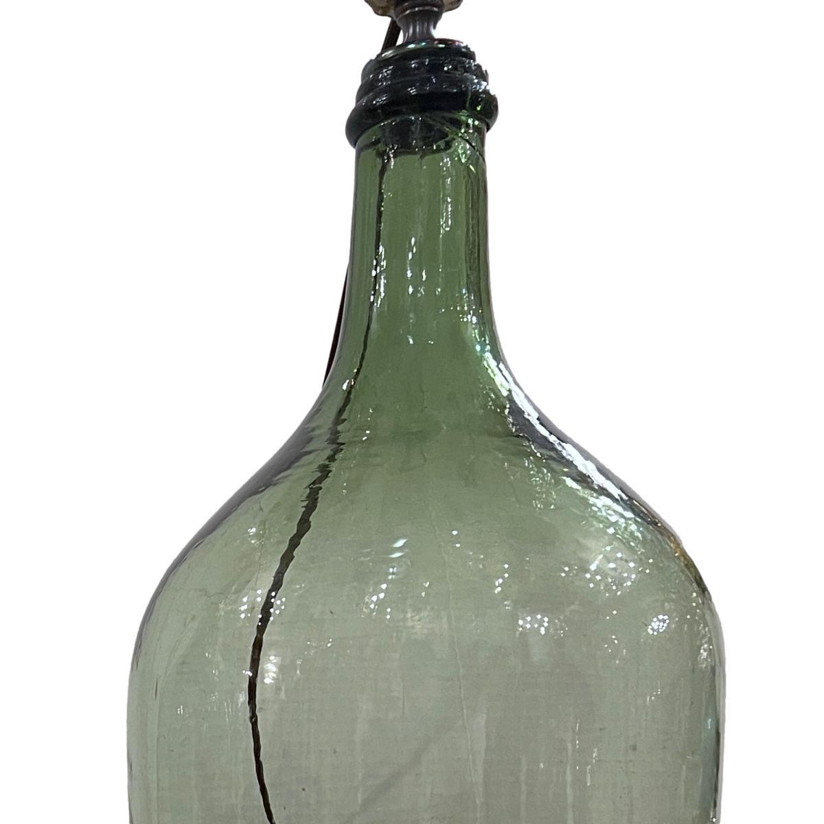 Pair of Italian Blown Glass Bottle Lamps For Sale 1