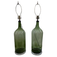 Pair of Italian Blown Glass Bottle Lamps