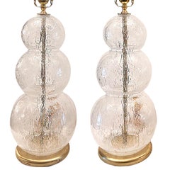 Pair of Italian Blown Glass Lamps