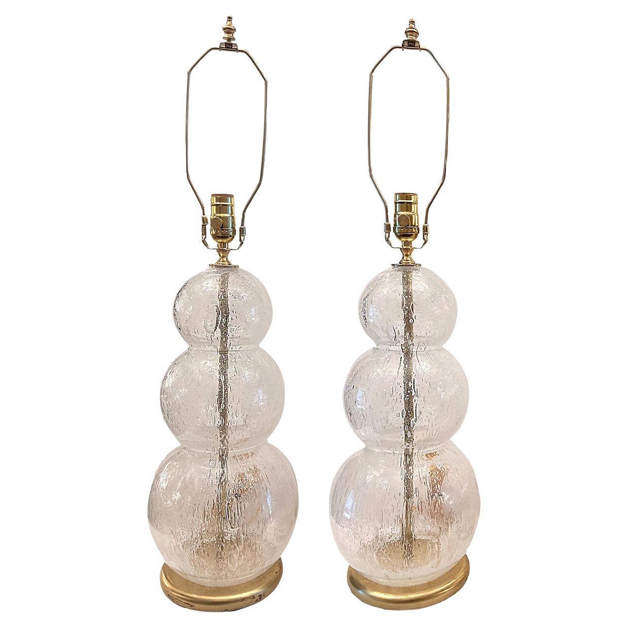 Pair of Italian Blown Glass Lamps