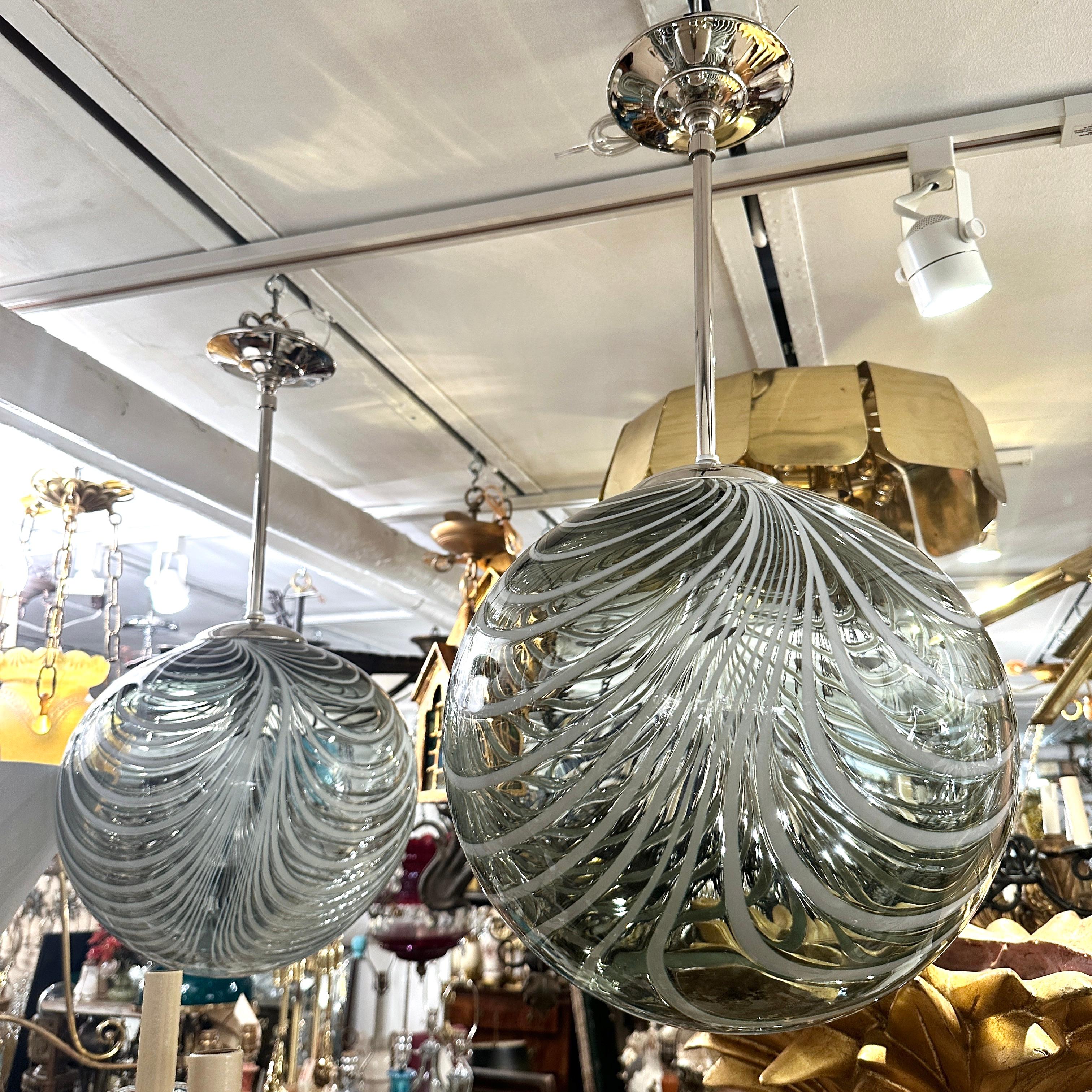 Pair of Italian Blown Glass Light Fixtures, Sold Individually In Good Condition For Sale In New York, NY