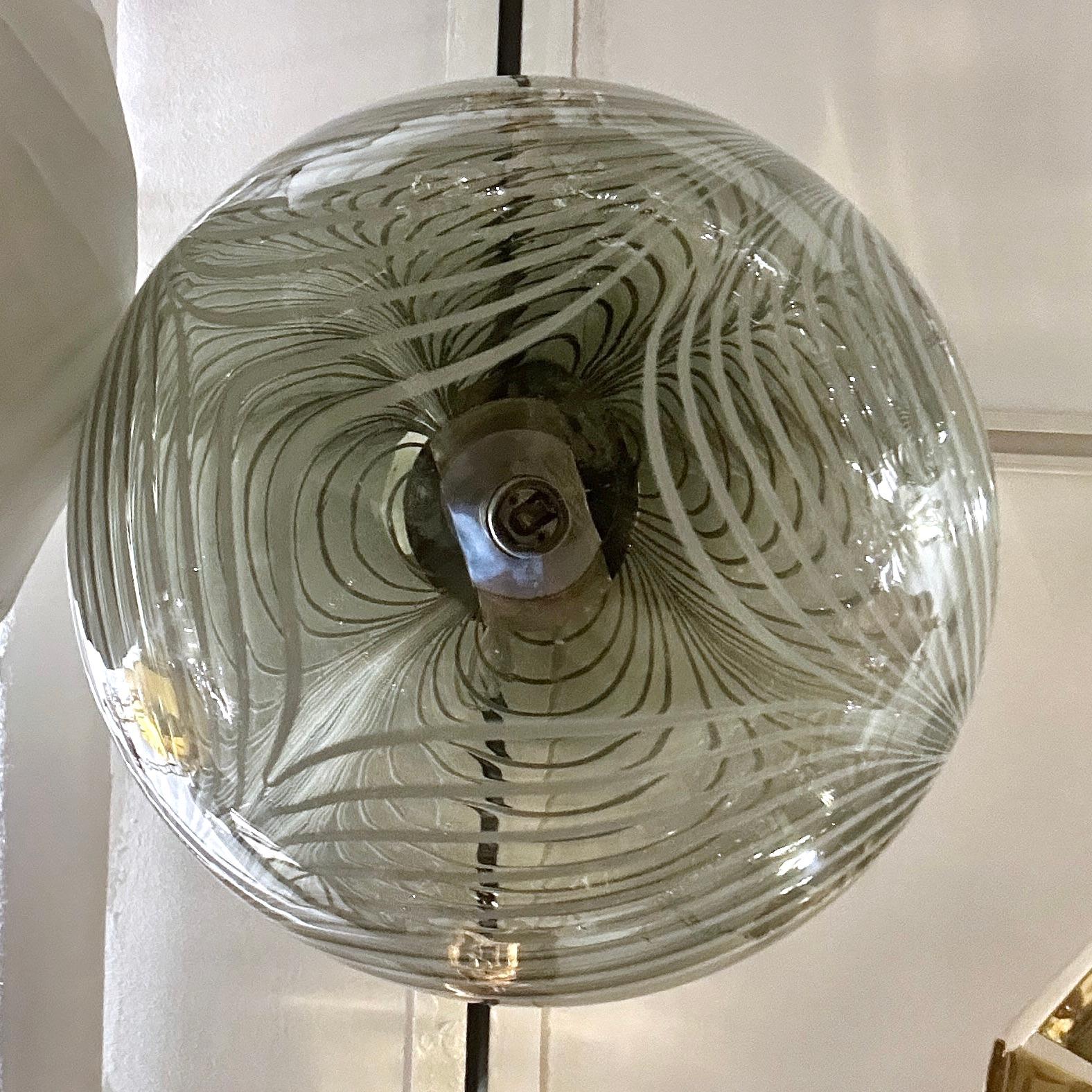 Mid-20th Century Pair of Italian Blown Glass Light Fixtures, Sold Individually For Sale