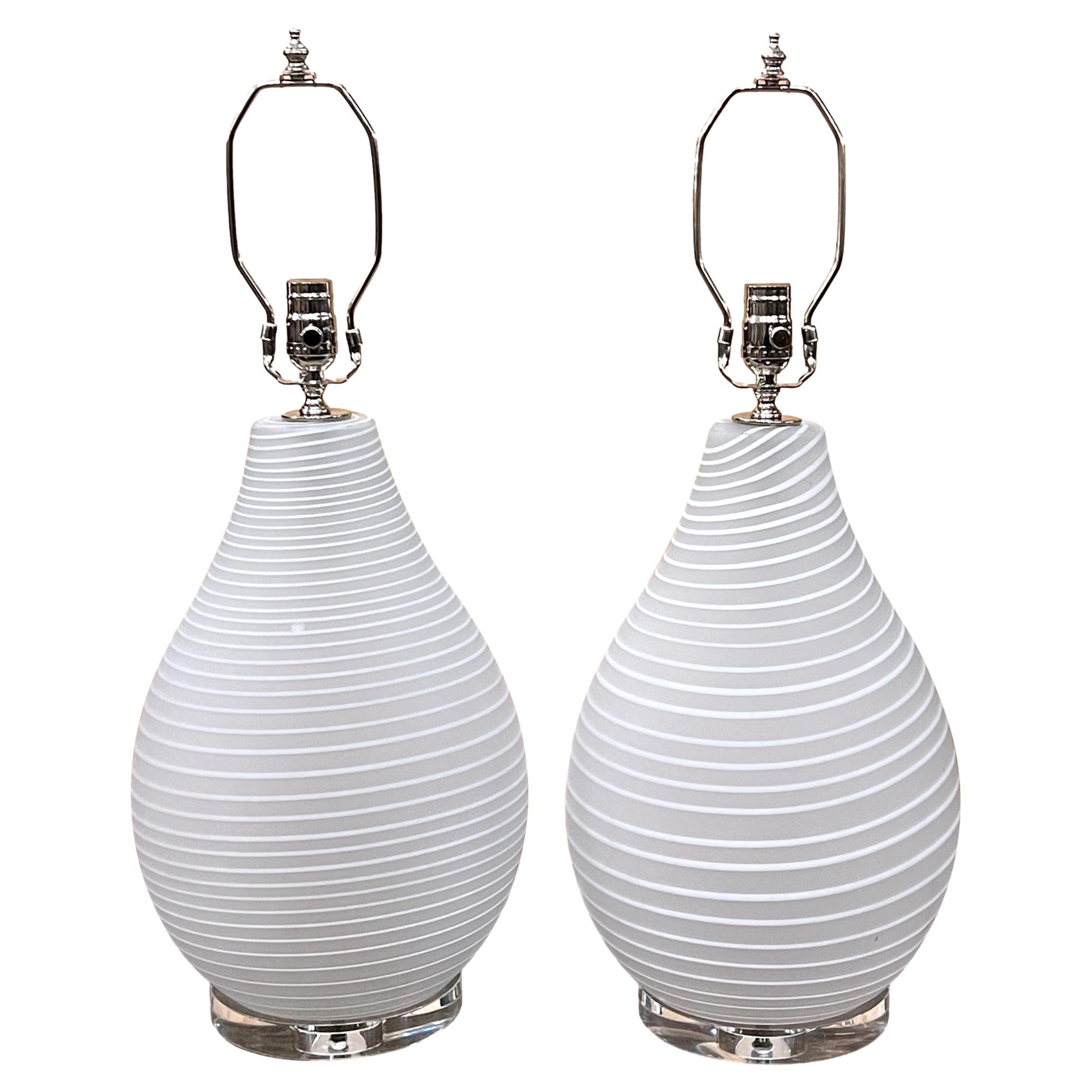 Pair of Italian Blown Glass Table Lamps For Sale