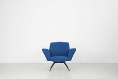 Pair of Italian Blue and Violet Armchairs by Lenzi, Studio Tecnico, Italy, 1950s