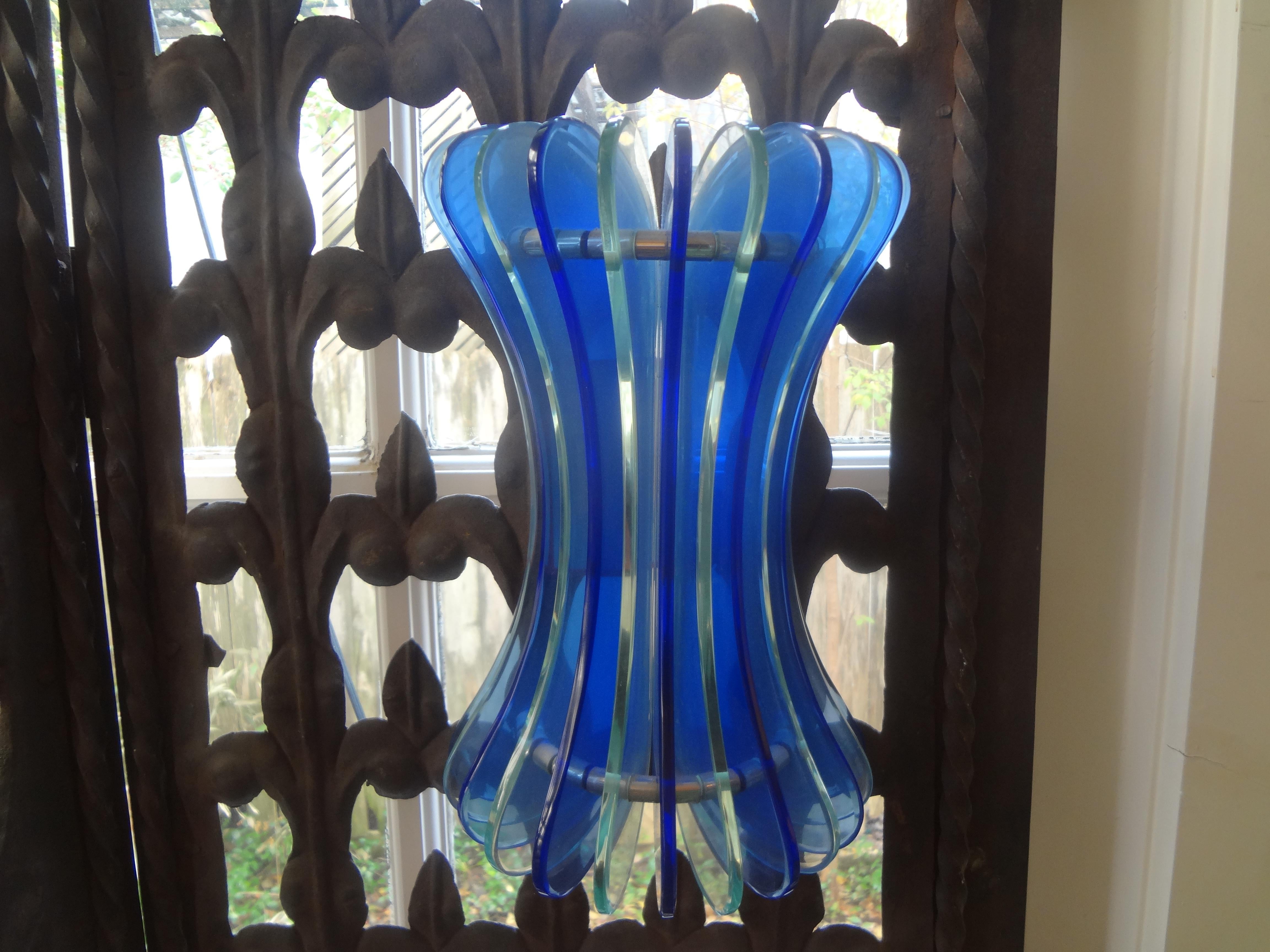 Pair of Italian Blue Glass Sconces by Veca For Sale 3