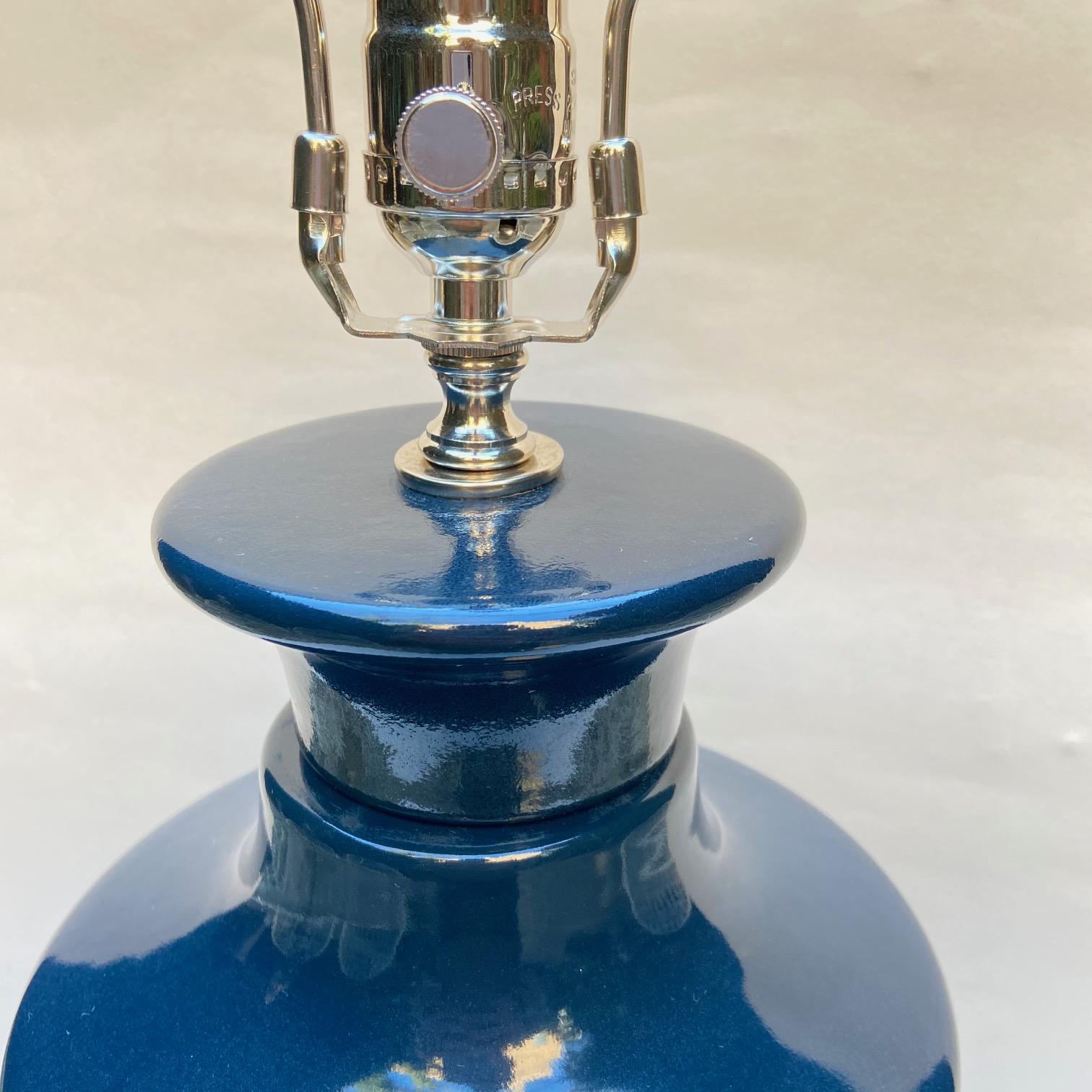Pair of Italian Blue Porcelain Lamps For Sale 1