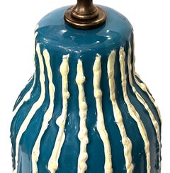 Pair of Italian Blue & White Ceramic Lamps