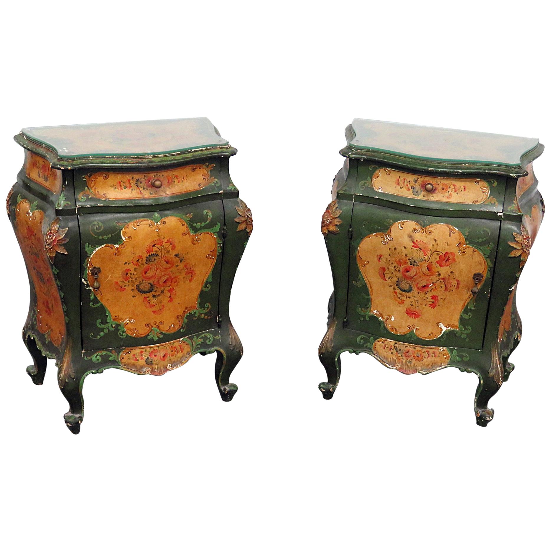 Pair of Italian Bombay Glass Top End Tables For Sale at 1stDibs