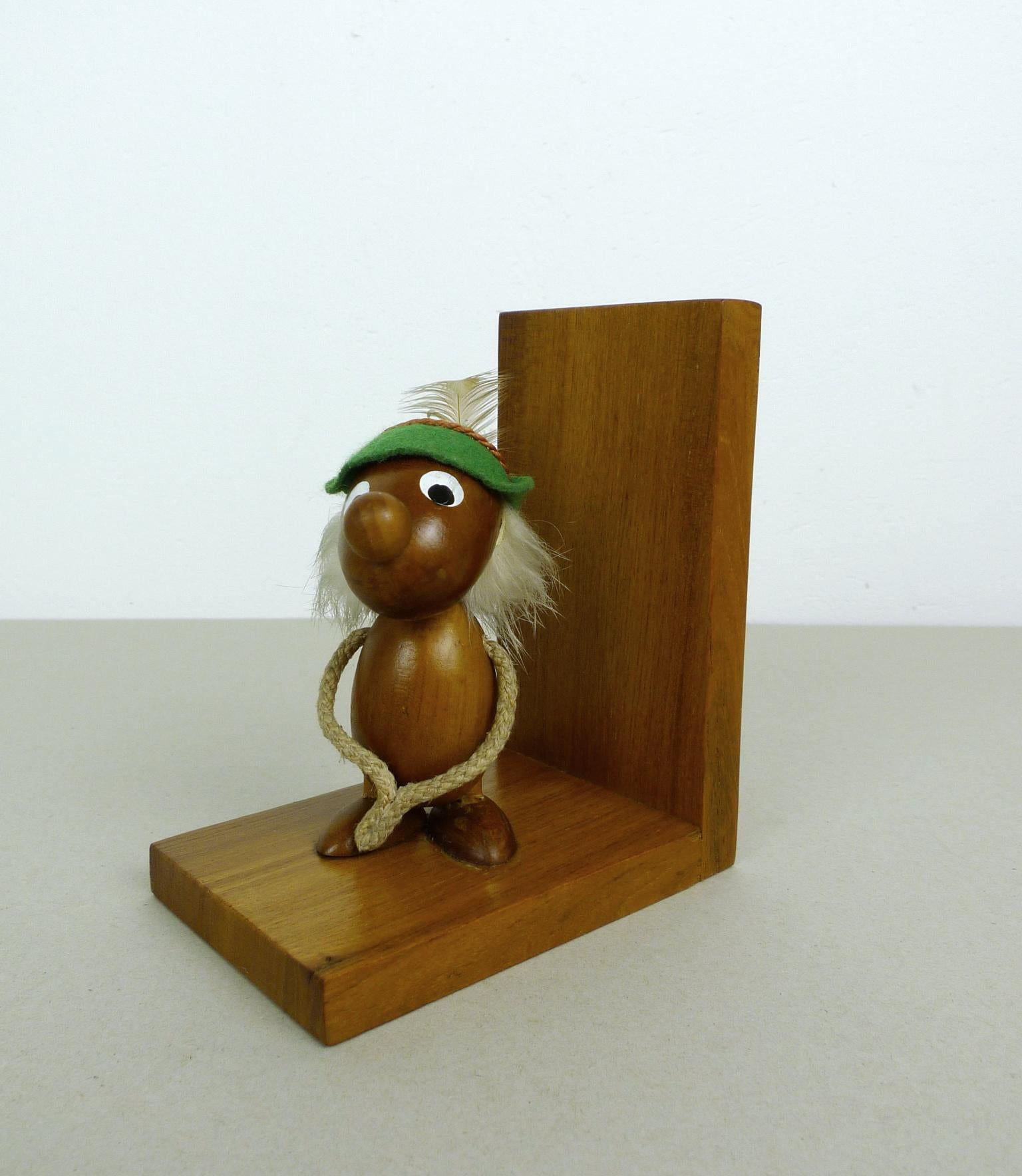 Pair of Italian Bookends with Teak Figurines from Ciola, 1950s For Sale 4