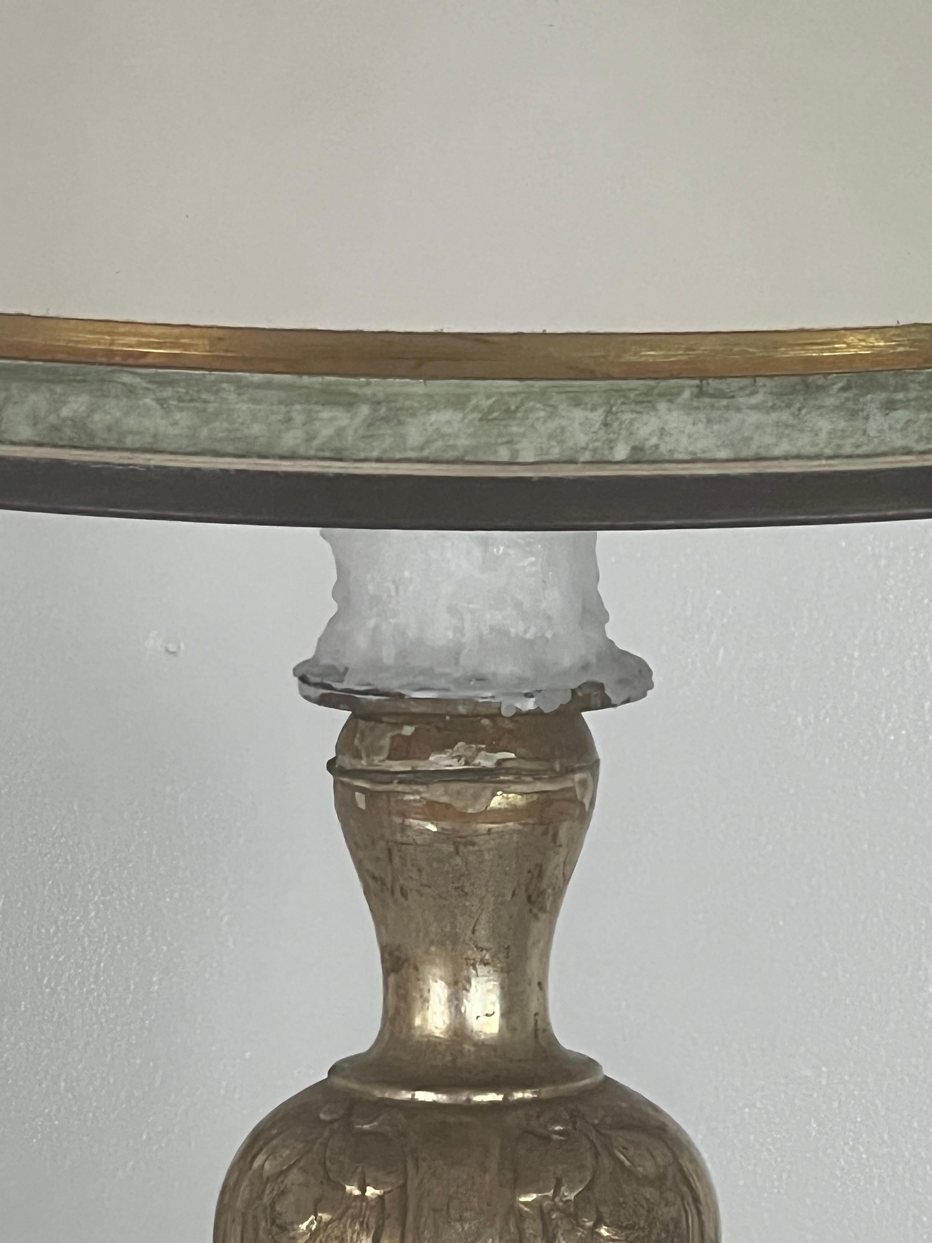 Pair of Italian Borghese Lamps with Parchment Shades For Sale 1