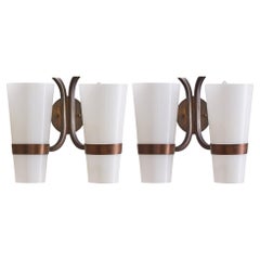 Pair of Italian Brass + Acrylic Two-Arm Sconces, 1960s