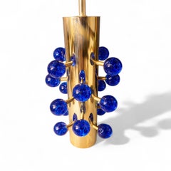 Pair of Italian Brass and Blue Murano Glass Table Lamps by Justfurnituress, Hand