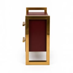 Italian Brass and Burgundy Glass Bedside Tables by Justfurnituress