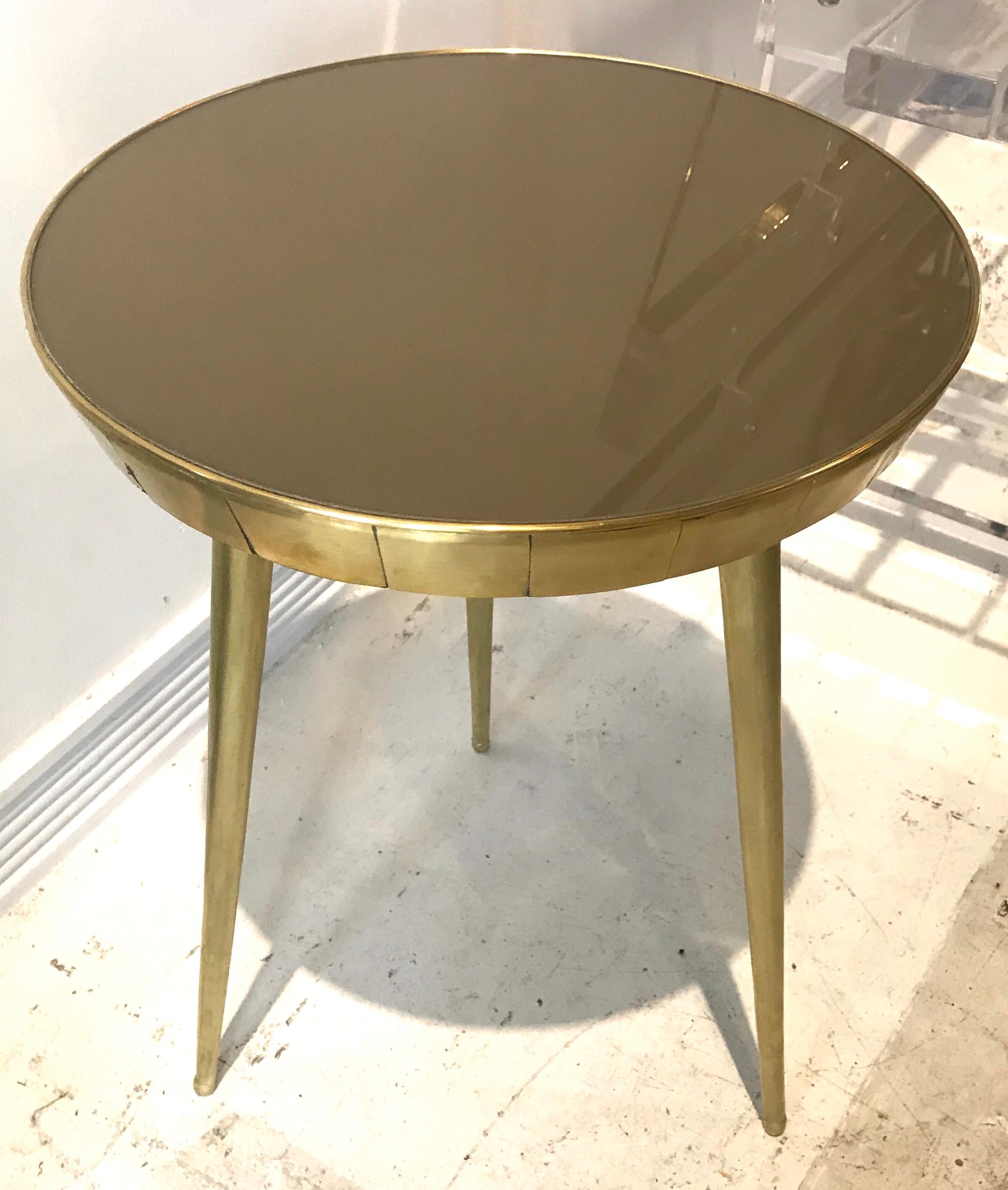 Pair of Italian Brass and Glass Accent Tables In Good Condition In Miami, FL