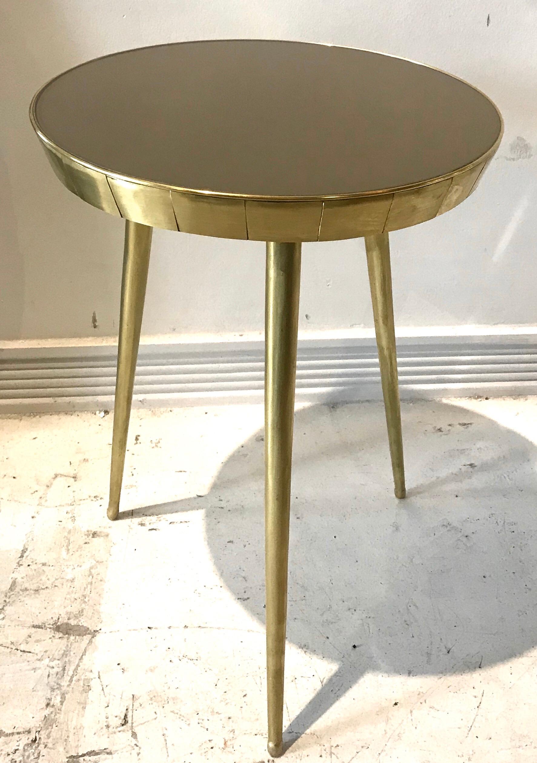 Mid-20th Century Pair of Italian Brass and Glass Accent Tables