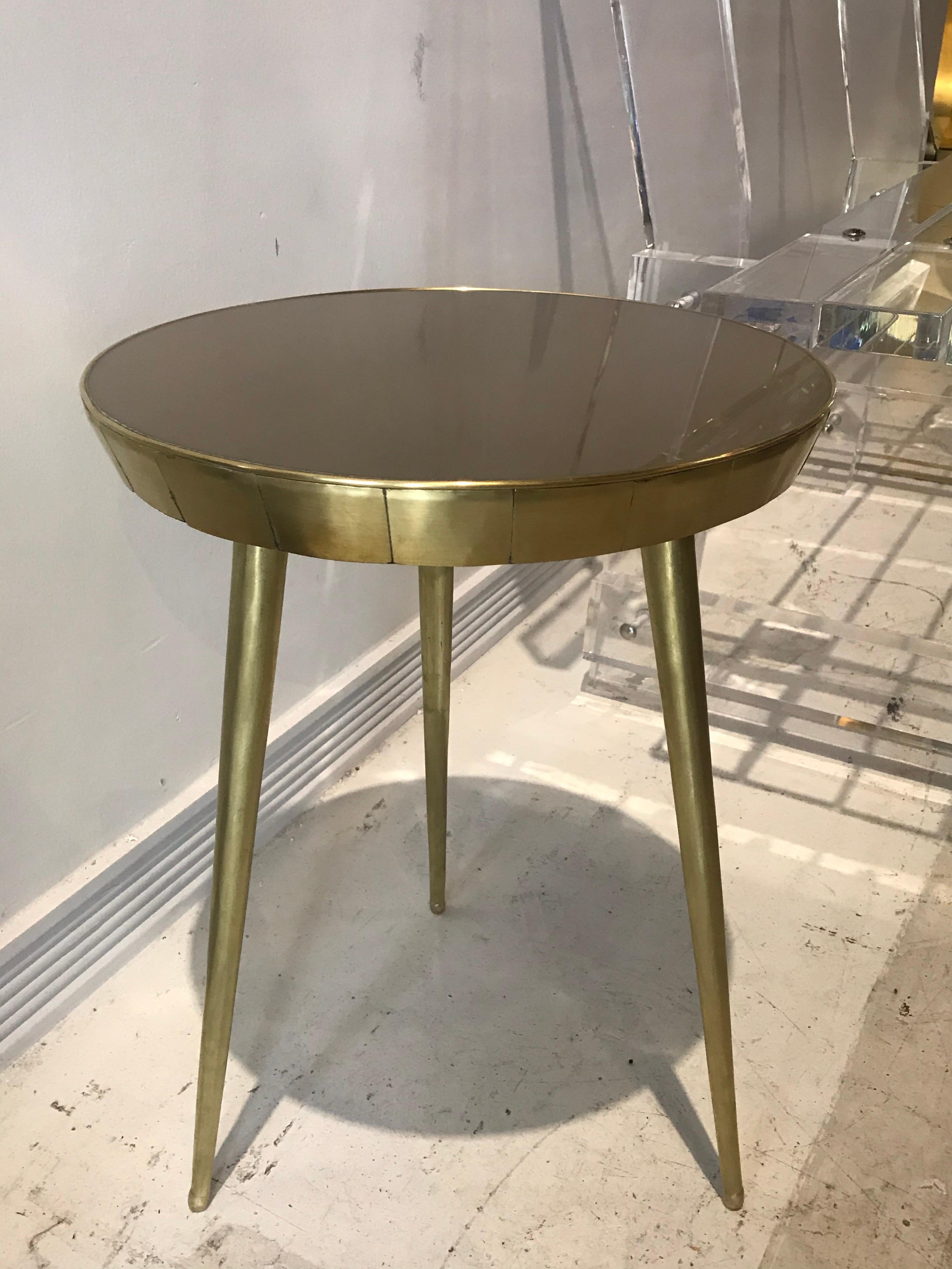 Pair of Italian Brass and Glass Accent Tables 1