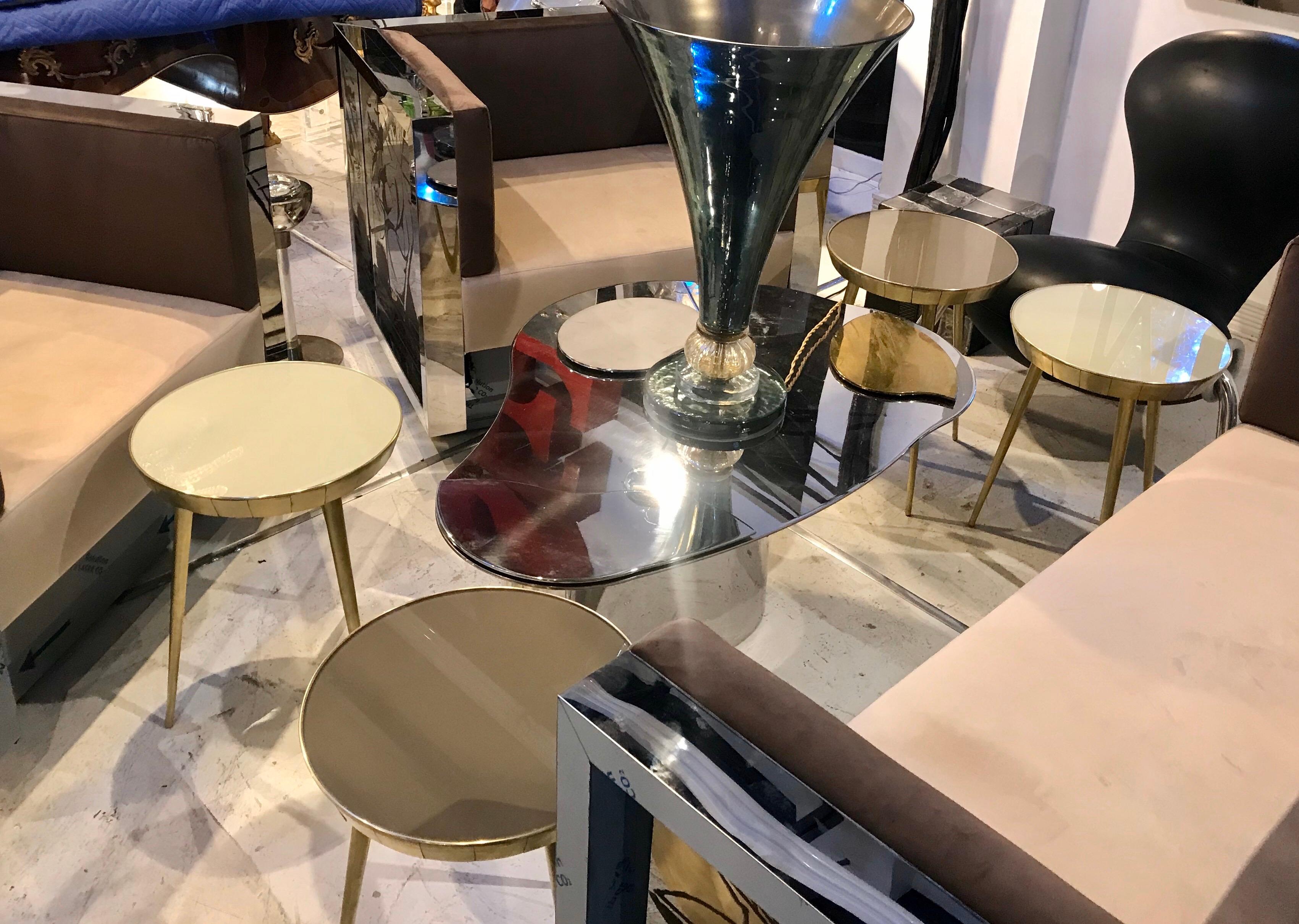 Pair of Italian Brass and Glass Accent Tables 2