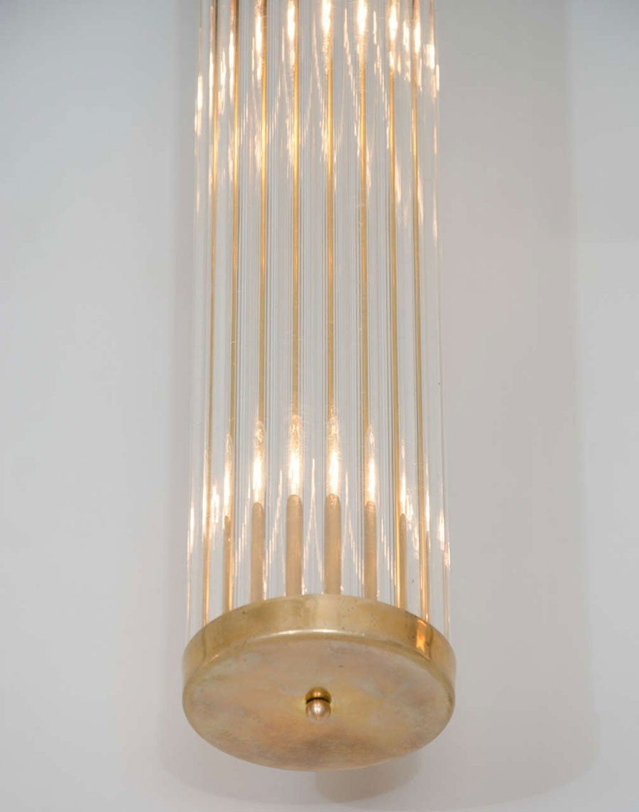 Paire d'appliques Art Deco en laiton et verre dans le style de Venini Excellent état - En vente à London, GB