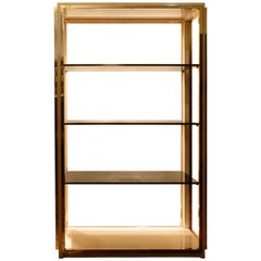 Pair of Italian Brass and Glass Display Cabinets or Vitrines by Romeo Rega, 1960