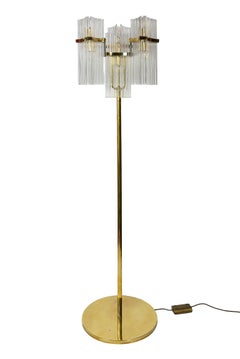 Paar italienische Stehleuchten aus Messing und Glas von Gaetano Sciolari, 1970er Jahre