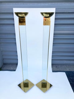 Paar italienische Stehlampe "Laser" aus Messing und Glas von Max Baguara für Lamperti