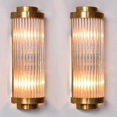 Italian Medium brass and glass Ravello Art Deco Style Wall Lights 2 Tier ends