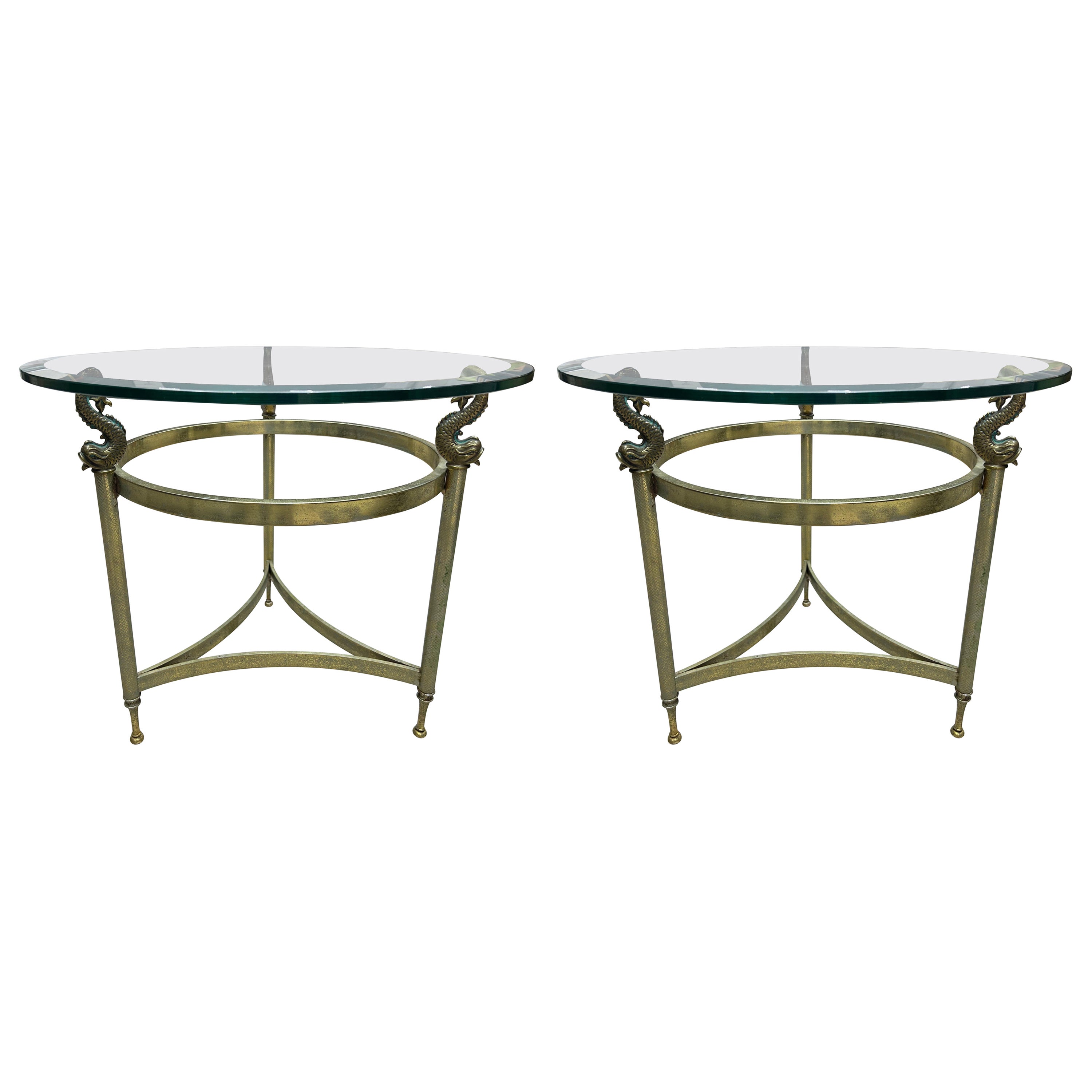 Pair of Italian Brass and Glass Tables