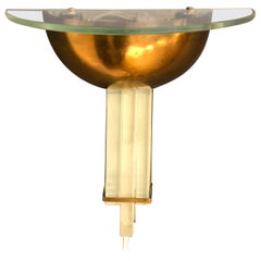 Pair of Italian Brass and Glass Wall Lights by Pietro Chiesa for Fontana Arte