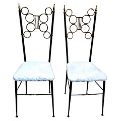 Pair of Italian Brass and Iron Chiavari Chairs