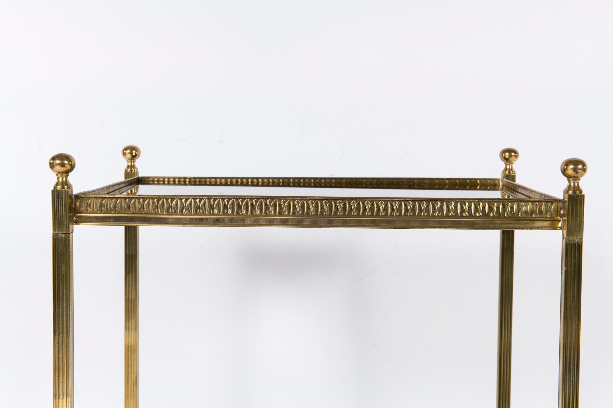 Modern Pair of Italian Brass and Mirror Side Tables