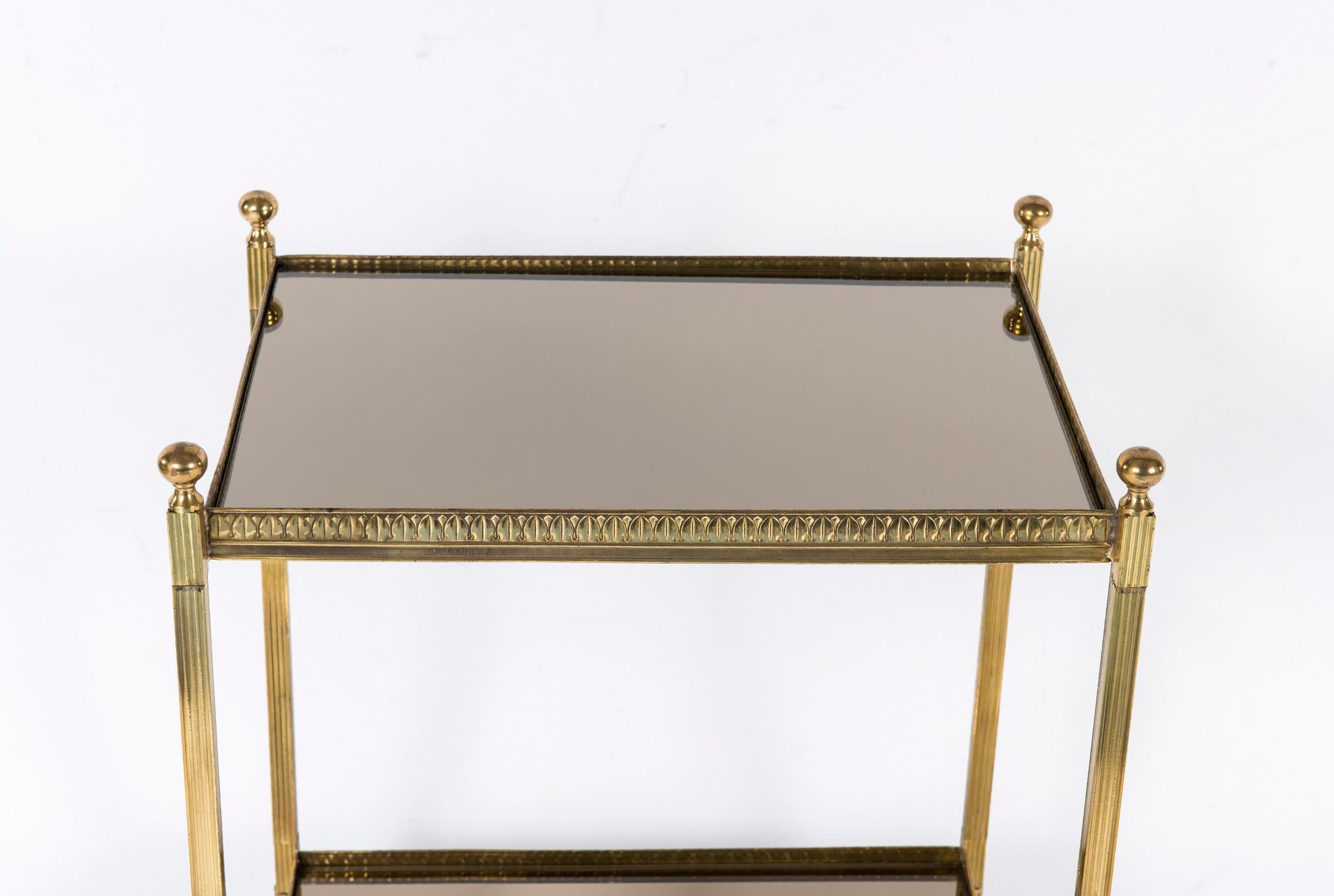 Pair of Italian Brass and Mirror Side Tables In Excellent Condition In Houston, TX